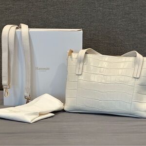 Hammitt White Croc-Embossed Shoulder Bag
